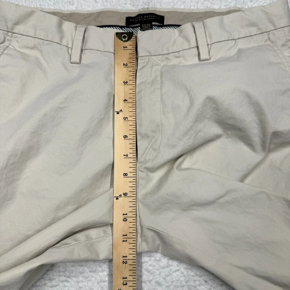 Banana Republic Emerson Flat Front All‎ Cotton Chino Pants Ivory Men's 33x32